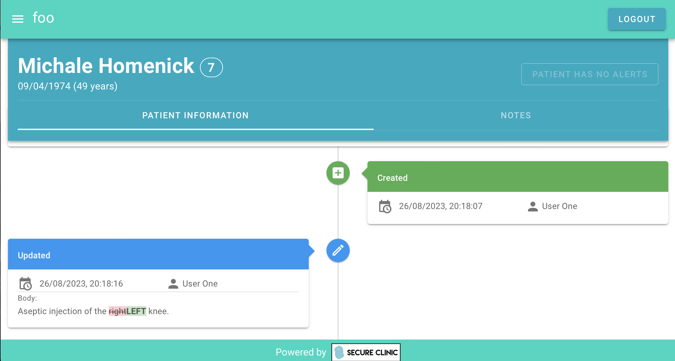 screenshot of Secure Clinic